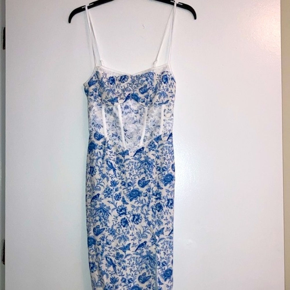 SHEIN MOD | NWT! 👗Floral Print Lace Panel Split Hem Cami Dress XS - Picture 5 of 12